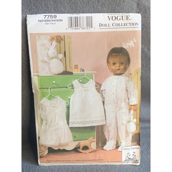 Vogue Doll Pajamas and Undergarments Teresa Layman Pattern 7759 - uncut - Picture 7 of 9